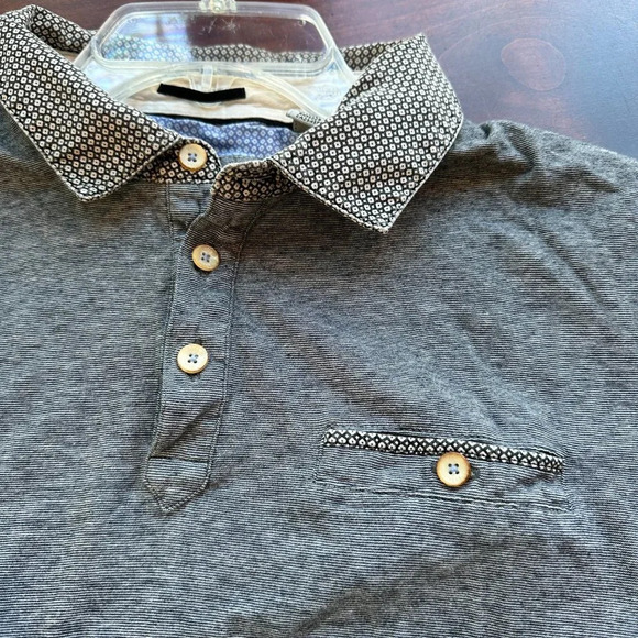 TED BAKER Knit Polo Shirt with Contrast Collar & Button Placard size 5 / XL - Picture 9 of 9